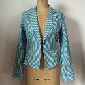 Vintage Express Design Studio stripe cinch back unlined blazer blue yellow 6